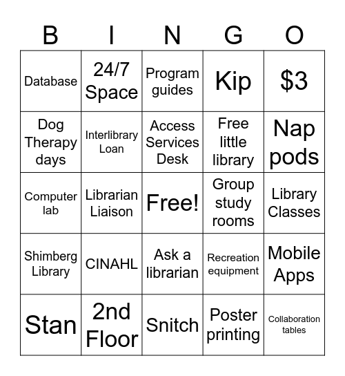 USF Health Library Bingo Card