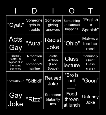 The 2024 School Bingo Card