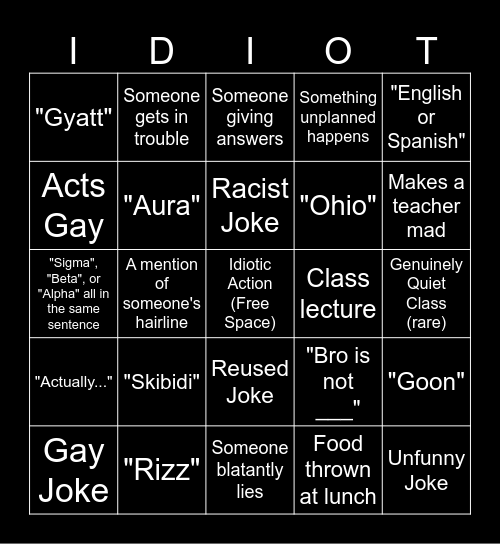 The 2024 School Bingo Card