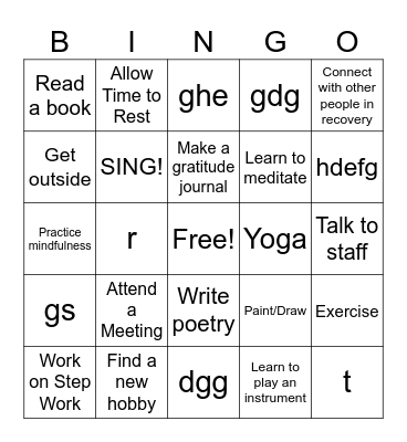 BOREDOM BINGO Card