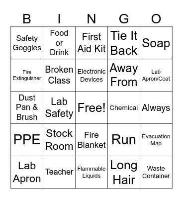 Lab Safety Bingo Card