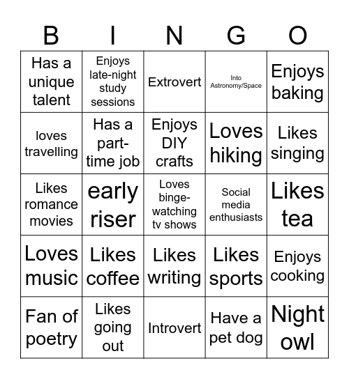 FRIENDSHIP BINGO Card