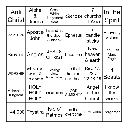 STUDY IN REVELATION Bingo Card