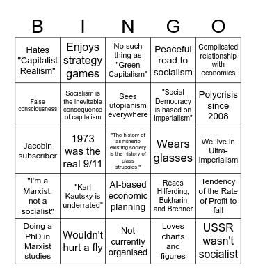 SPD Centrist Bingo Card