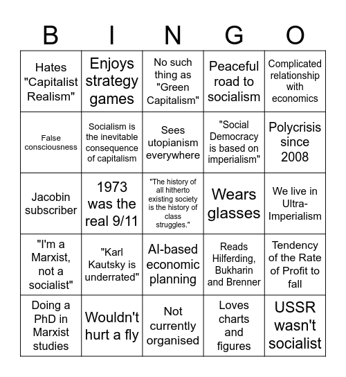 SPD Centrist Bingo Card