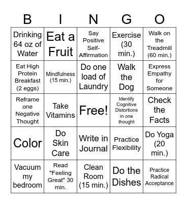Growth Mindset MA Bingo Card