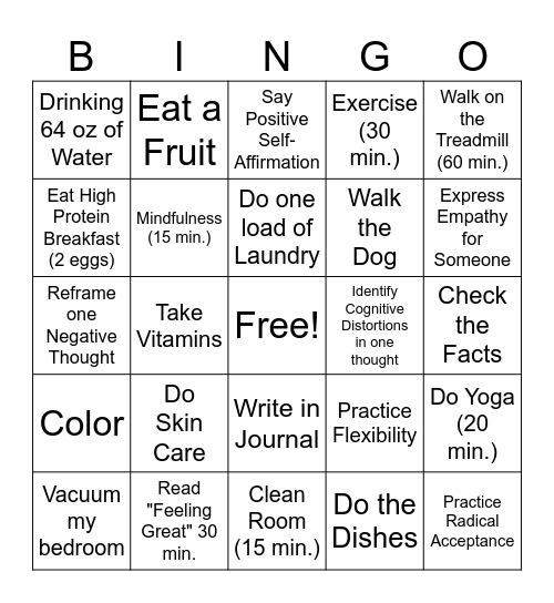 Growth Mindset MA Bingo Card