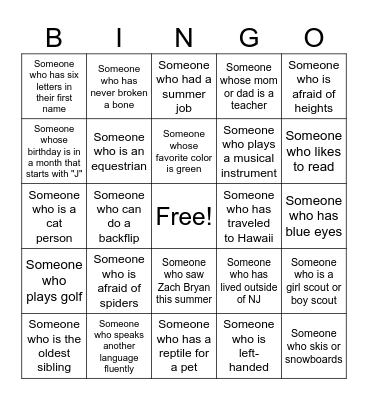 Find someone who... Bingo Card