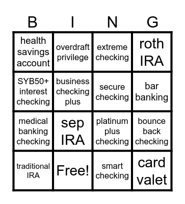 Banking Bingo Card