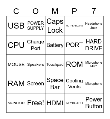 COMPUTER COMPONENTS Bingo Card