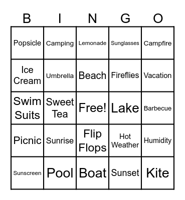 Summer BINGO Card