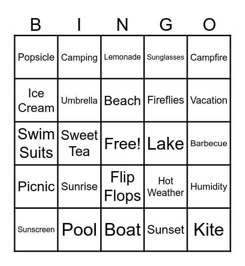 Summer BINGO Card