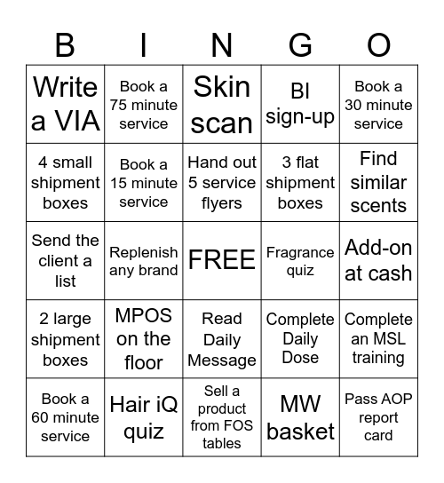 Sephora BINGO Card