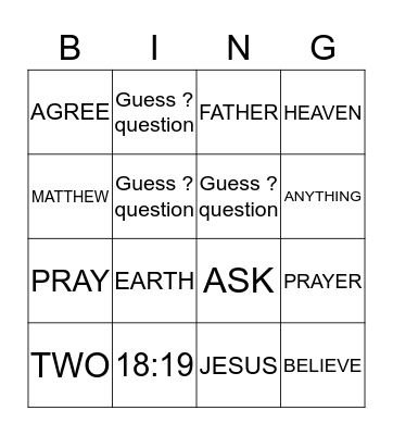 THE PRAYER OF AGREEMENT Bingo Card