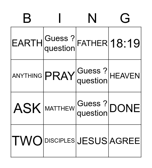THE PRAYER OF AGREEMENT Bingo Card