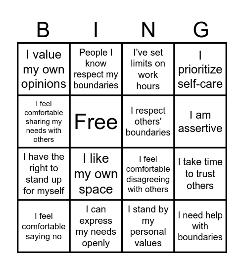 Boundary Bingo Card