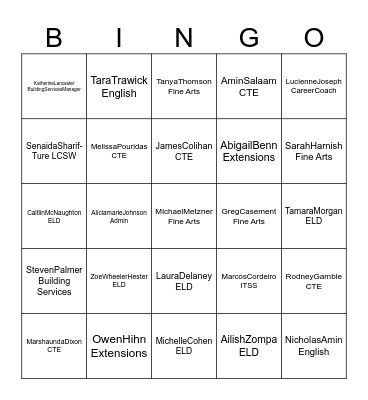 Titan Bingo Card