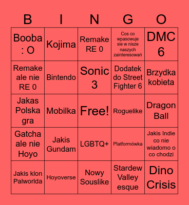 Gamescom 2024 Bingo Card