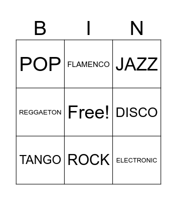 MUSIC BINGO Card