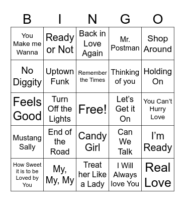 M U S I C Bingo Card