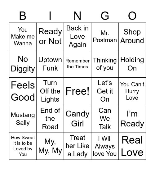 M U S I C Bingo Card