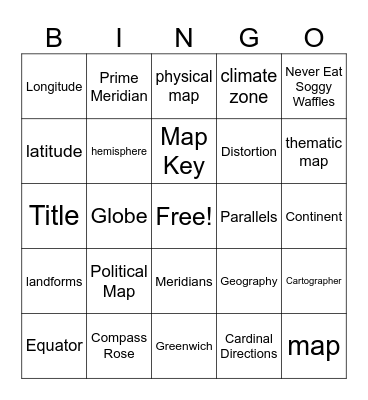 Map Skills Bingo! Bingo Card