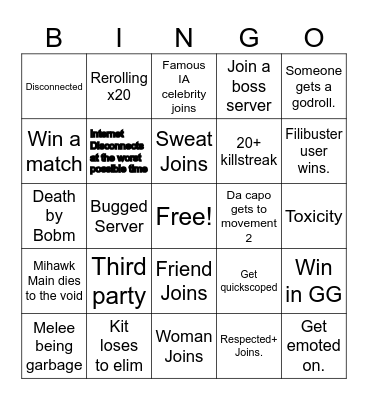 IA bingo. Bingo Card