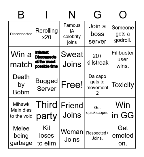 IA bingo. Bingo Card