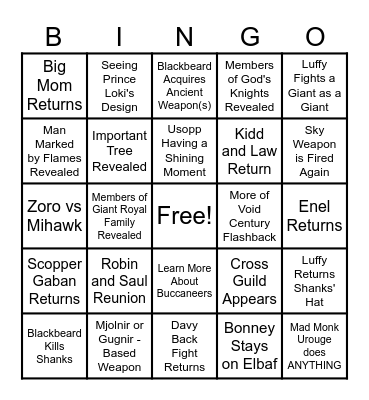 ONE PIECE ELBAF PREDICTIONS! Bingo Card