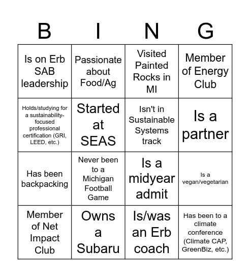 Erb Bingo Card