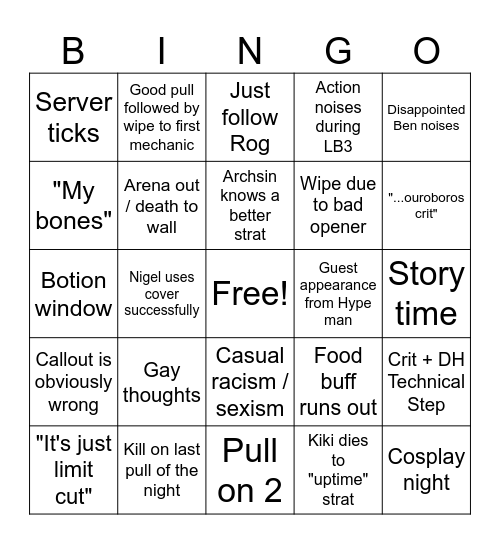 Helios Static Bingo Card