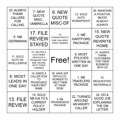 Brown & Brown VA NB Bingo Card
