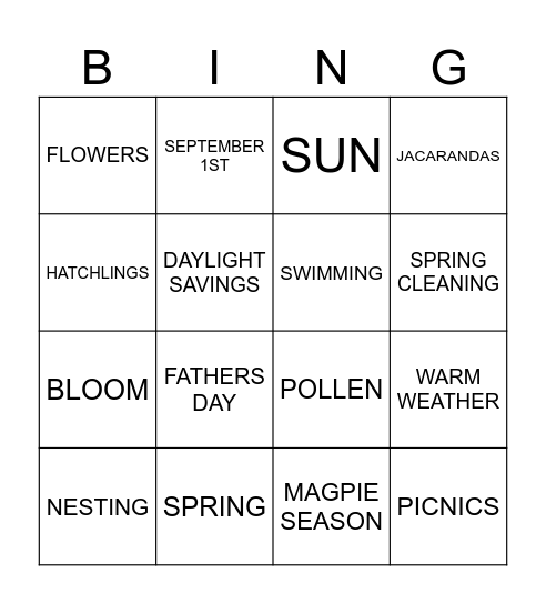 SPRING BINGO Card