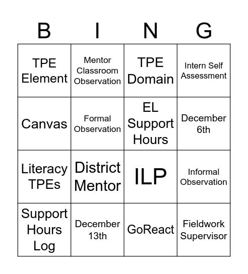 Untitled Bingo Card