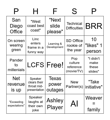 State of the Firm 2024 Bingo Card