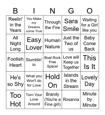 Boat Rock Bingo Card