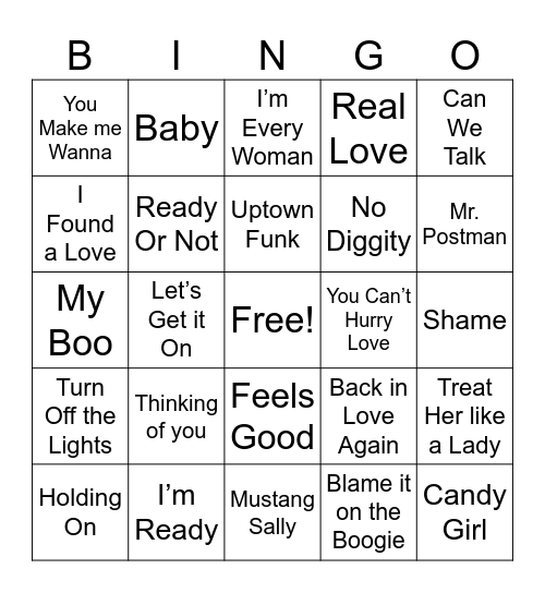 M U S I C Bingo Card