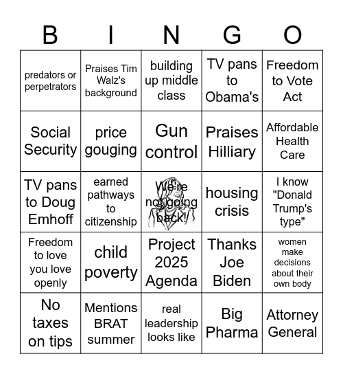 2024 DNC Watch Party Bingo Card