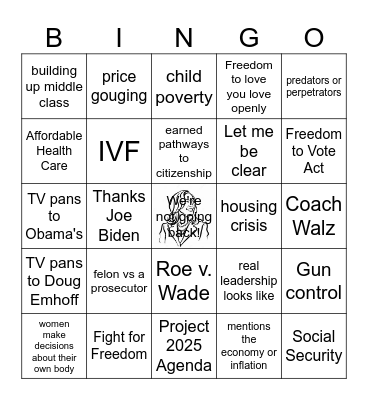 2024 DNC Watch Party Bingo Card