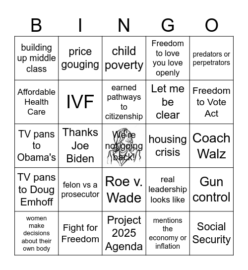 2024 DNC Watch Party Bingo Card