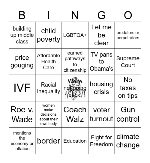 2024 DNC Watch Party Bingo Card