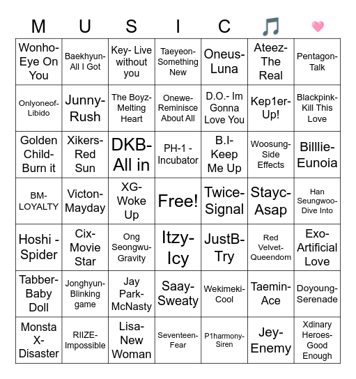 Lula's Fave Tunes 🎵 Bingo Card