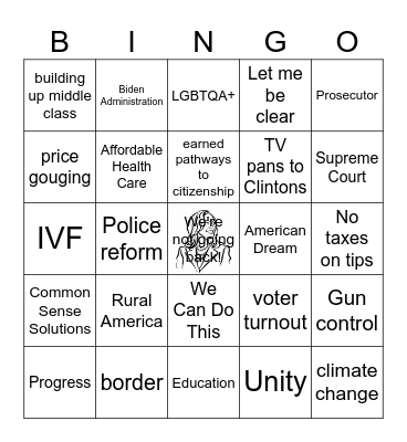 2024 DNC Watch Party Bingo Card