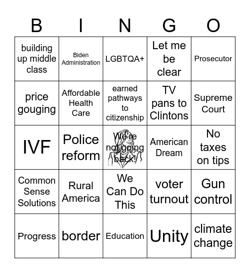 2024 DNC Watch Party Bingo Card