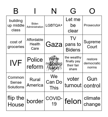 2024 DNC Watch Party Bingo Card