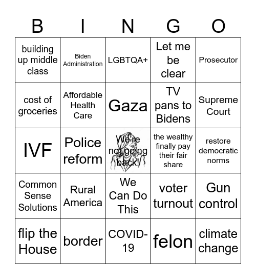 2024 DNC Watch Party Bingo Card