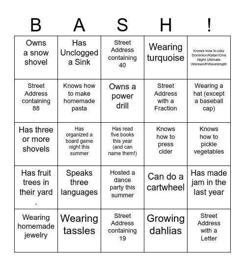 Birchwood Bingo Card