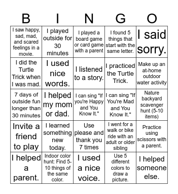 Summer Bingo Card