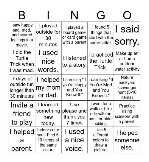 Summer Bingo Card