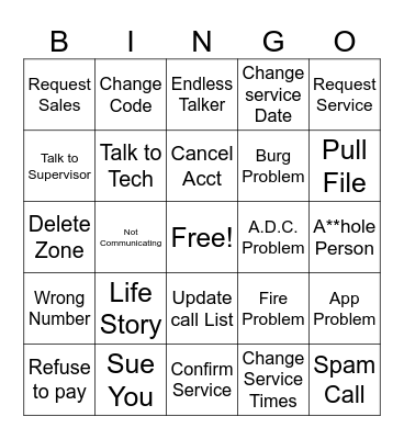 Alarm Bingo Card